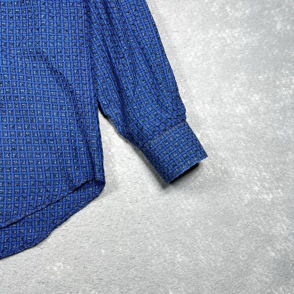 Etro Milano Button Down Shirt Mens Size 42 Blue Long Sleeve Made In Italy - Picture 4 of 10